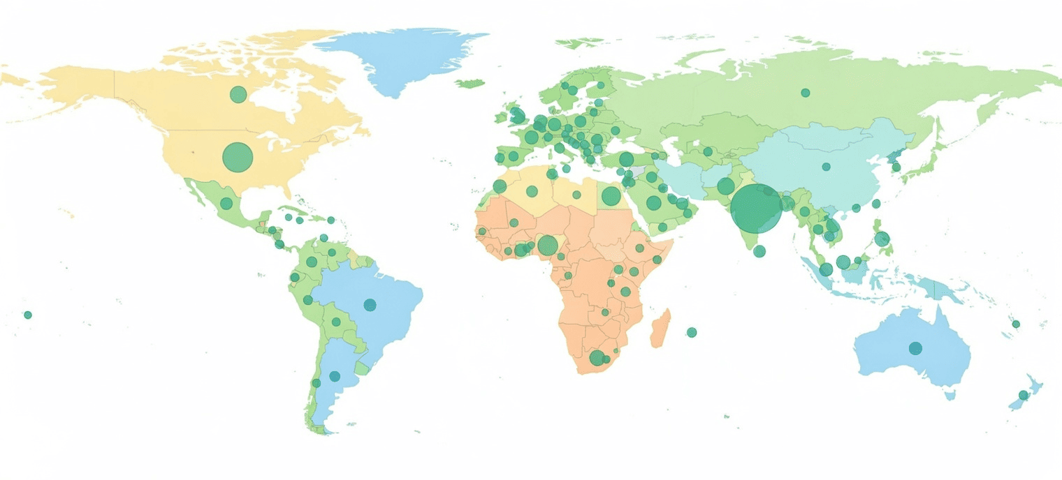 Global map showing Happy Skills community around the world